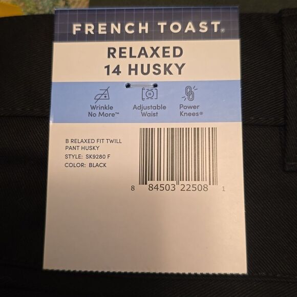 New French Toast boys relaxed size 14 Husky‎ black twill pants adjustable waist - Picture 6 of 10